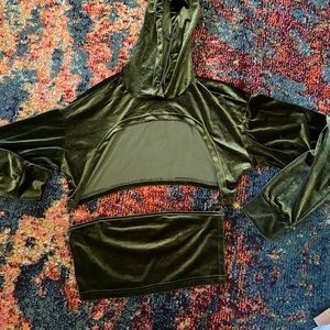 2 piece velour top